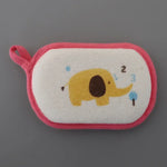 gant bain enfant dessins animaux cordon ajustable blanc bleu rose jaune