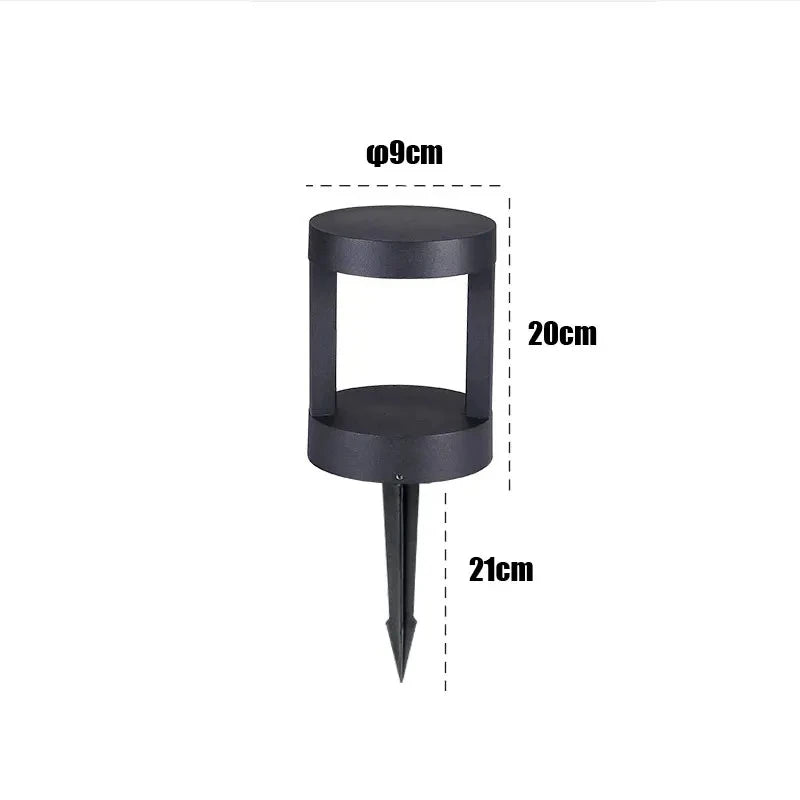 lampadaire extérieur led moderne noir ip65 étanche 10w lumiere chaude jardin contemporain