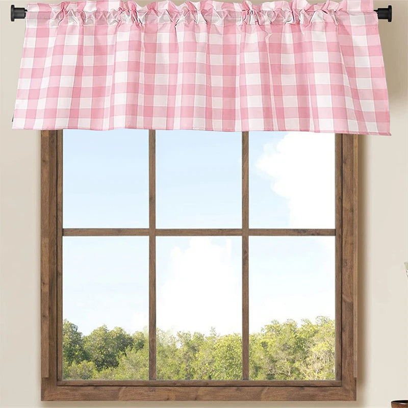 rideau rose carreaux opacité classique fenêtre moderne decoration blanc polyester accessoires