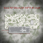 tapis souris lapin vert fleurs graphique adhésif grande taille gamer blanc naturel
