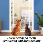 rideaux anti chat filet maille fine gris clair sécuritaire velcro zippé double sens chambre
