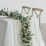 guirlande décorative eucalyptus feuilles fleurs blanches extérieur anniversaire bohème 2m coloré