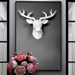 décoration murale moderne tête cerf résine peinte main blanc jaune rose chambre salon