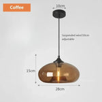 Suspension lumineuse verre soufflé moderne couleur transparent brun rouge bleu ampoule filament câble noir