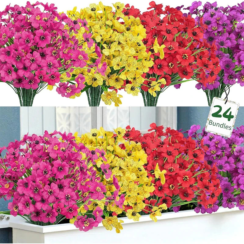 bouquets fleurs artificielles violet rose jaune modernes decoration intérieure minimaliste 35cm 3p 6p 9p