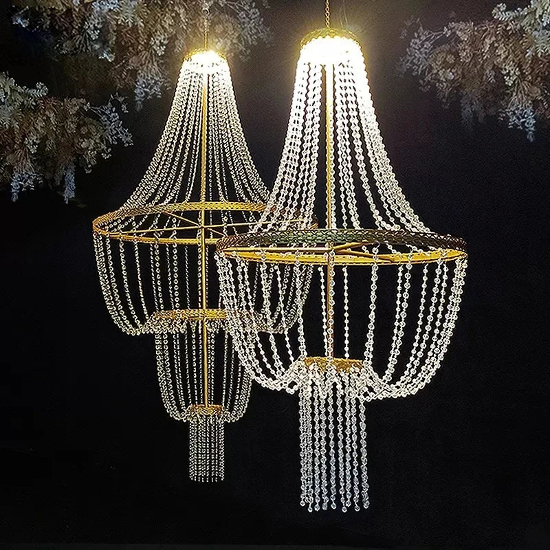 pendentif cristal or décoration maison mariage banquet festif élégant suspension métal doré