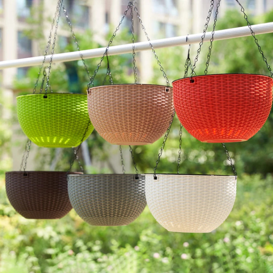 panier suspendu tissé moderne crochets métalliques drainage fleur pot intérieur extérieur