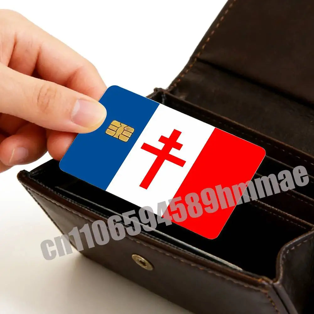 protège cartes adhésifs croix blanche drapeau lorraine bleu rouge moderne