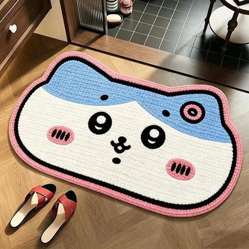 tapis bain dessin animé personnages mignons polyester antidérapant rapide sec marron blanc bleu rose