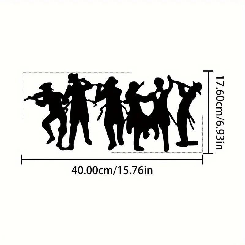 silhouettes musiciens noir métal moderne sticker 3d porte mur décoration intérieure extérieure cadeau pendaison