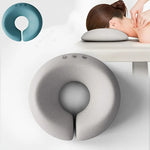 oreiller mousse mémoire forme rond coussin tête face support gris moderne