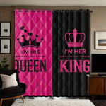rideaux moderne rose vif noir quilted couronnes mots opaques anneaux métalliques salon