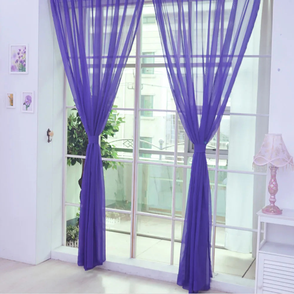 rideaux voile transparents décoratifs noir bleu rose rouge maison bord étroit