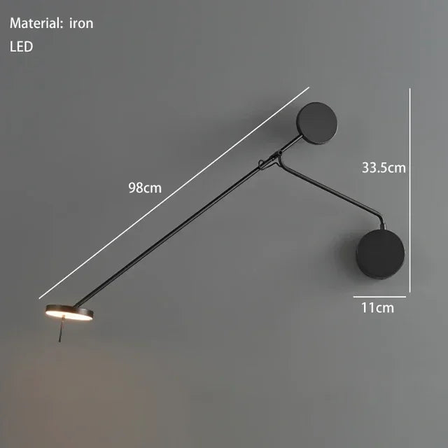 lampe murale flexible bras pivotant noir réglable chambre étude moderne