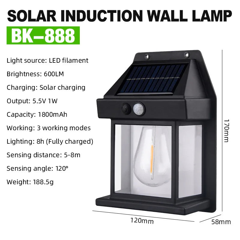 lampe solaire murale moderne induction noir panneau solaire led infrared sensor étanche ip65