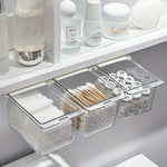 boîtes rangement transparentes modernes adhésives réutilisables coton tiges coton masques beauté salle bain