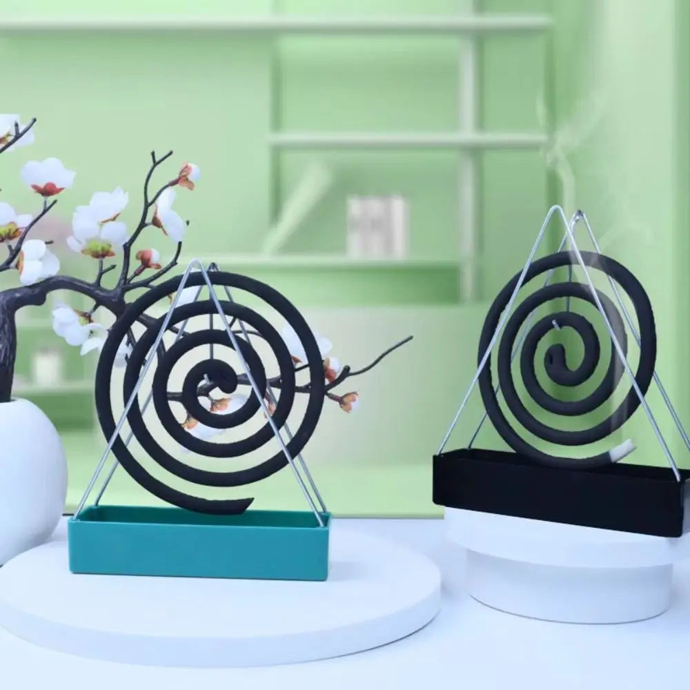 support métallique moderne porte spirale anti moustiques vert noir deco intérieure minimaliste spirales fleurs