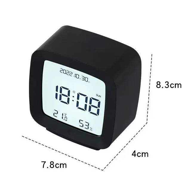 horloge numérique moderne affichage date heure température humidité blanc mat