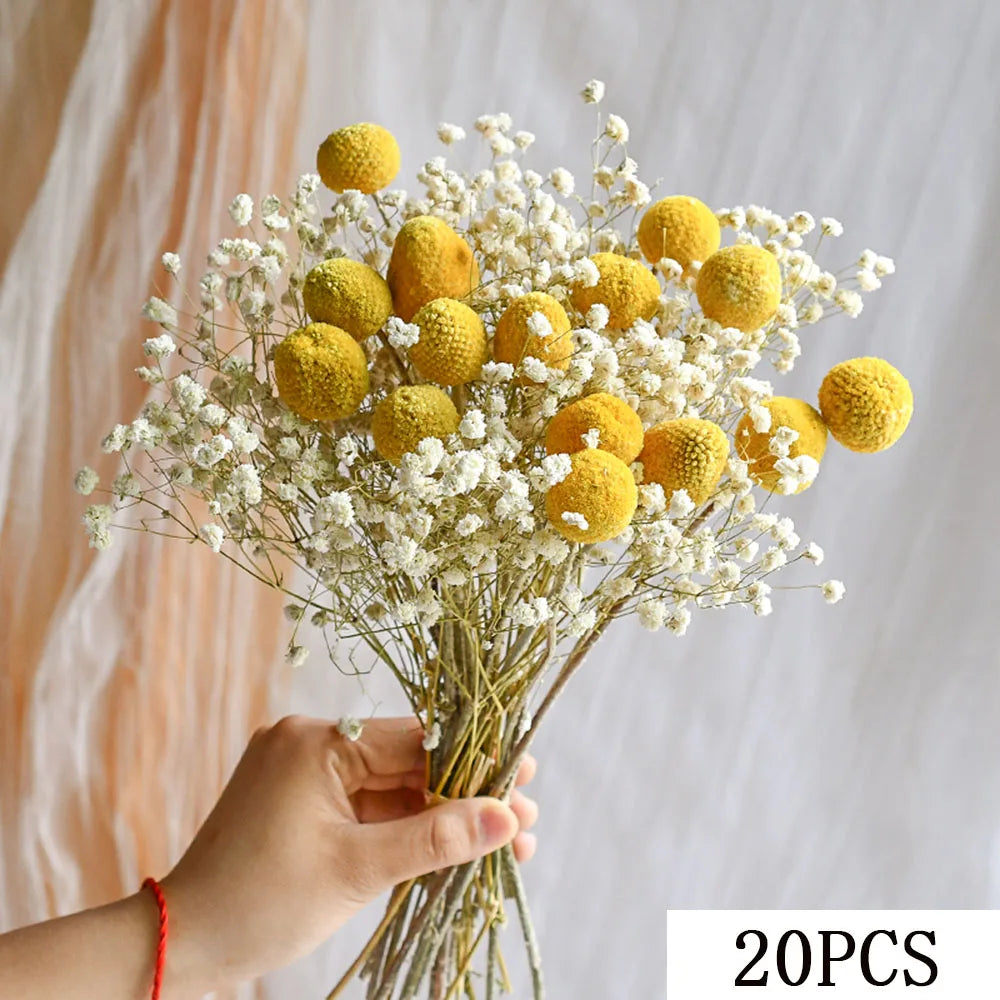 bouquets fleurs séchées blanc vert décoration maison anniversaire baby shower rustic naturel