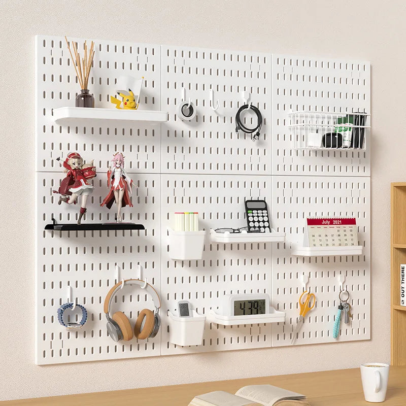 kit rangement mural perforé noir blanc moderne bacs crochets suspendus pince