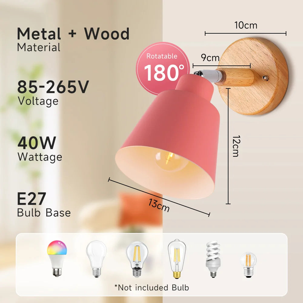 lampe moderne 9W blanc bois rose ampoule visible certification ROHS LED E27 contemporaine