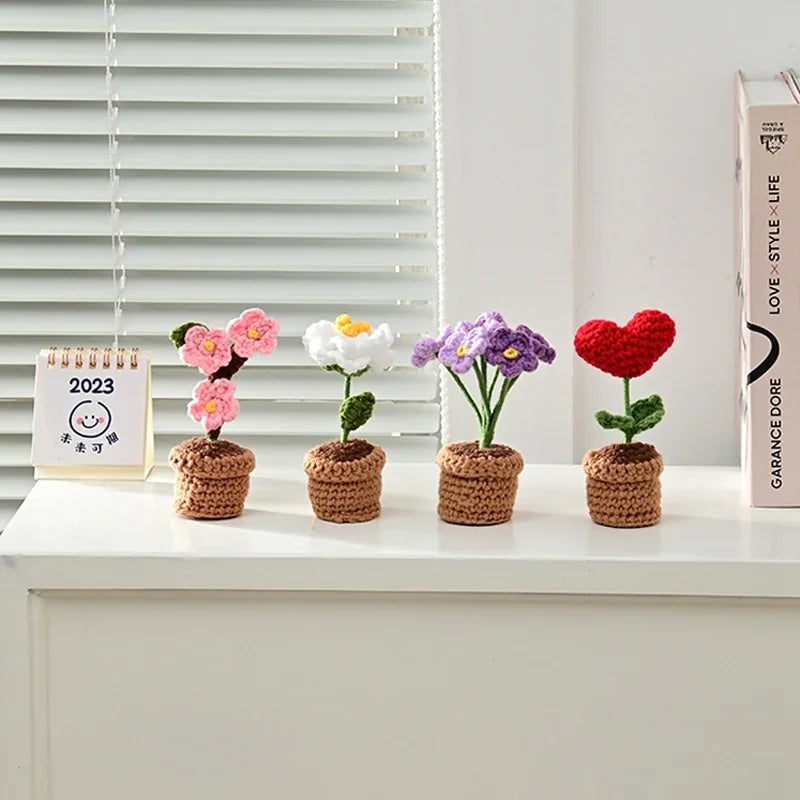 fleur tournesol crochet tricotée artisanale décoration maison cadeau mariage anniversaire pot décoratif