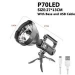 lampe torche led noire rechargeable projetant 500m robuste moderne trépied cable usb