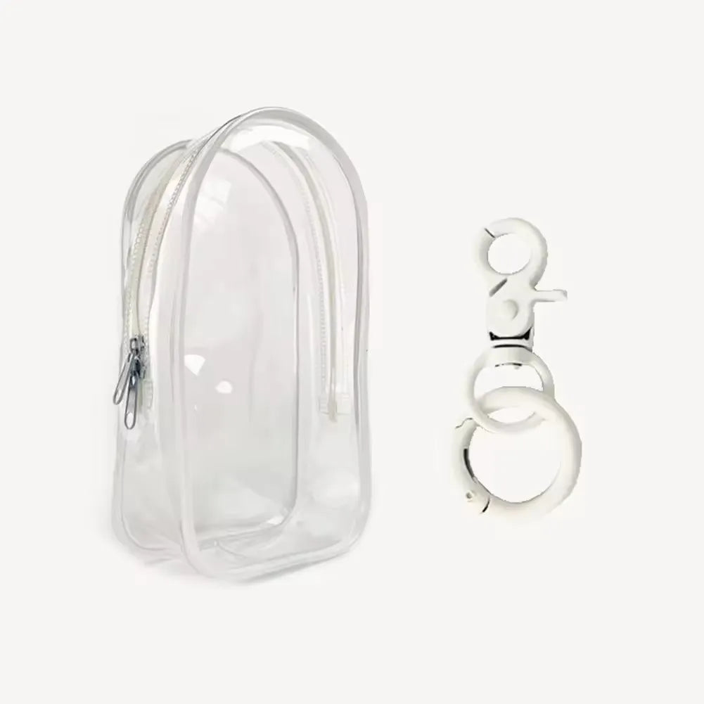 sac main transparent moderne chaîne métallique personnage peluche pompons colorés tendance adulte fille garçon