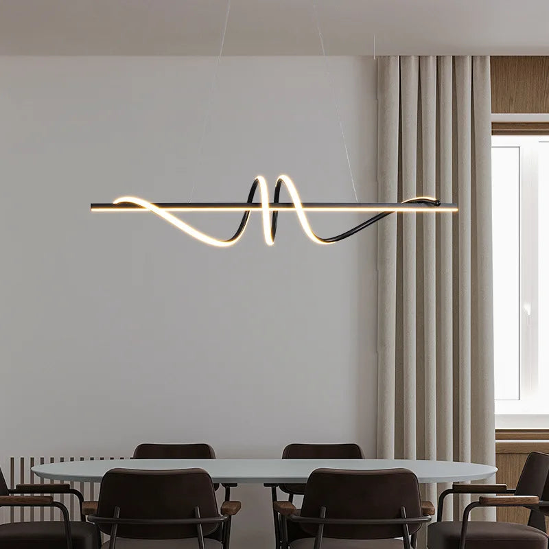 lampe suspendue moderne spirale lumineuse noir blanc doré chambre salon étudiant