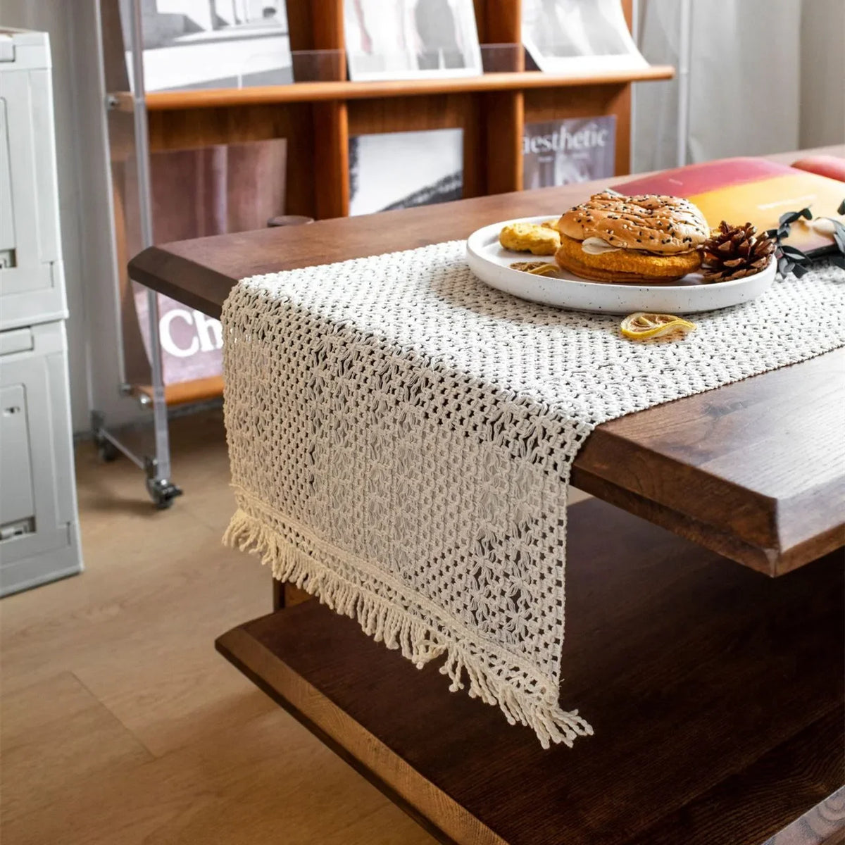 serviette table blanche crochetée motifs floraux traditionnelle maison isolation couverture festive decoration mariage fete