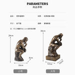 statue penseur rodin bronze doré décoration salon classique artisanatœuvre d'art française rétro nostalgie