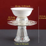 support bol or argenté orné gemmes élégant luxueux traditionnel bol blanc inclusion