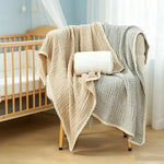 couverture bébé coton douce moderne plissée opaque beige gris vert blanc rose