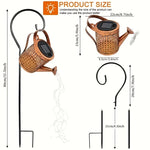 arrosoir lumineux solaire or noir artisanal rustique interrupteur panneau solaire crochets métalliquesextérieur led jardin
