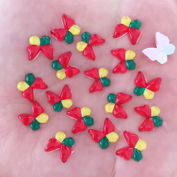 papillon résine multicolore translucide strass paillettes décoratif nail art bricolage scrapbooking artisanat bijoux
