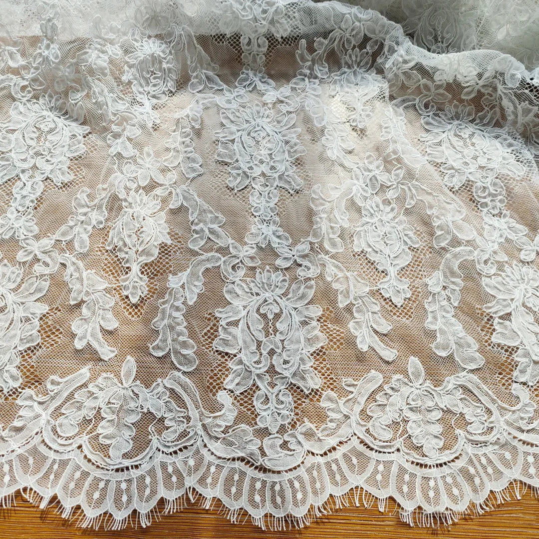 dentelle 3D florale blanc mariage tulle polyestère ajouré classique 3mètres