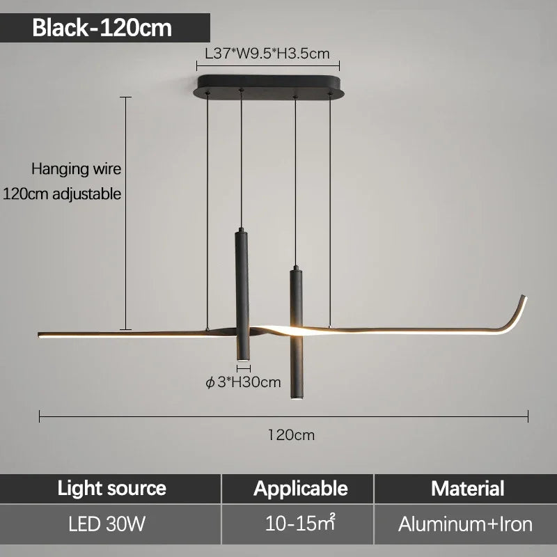 suspension lumineuse moderne pendentif led noir blanc contemporain 120cm 90260v