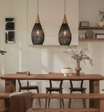 suspension lumineuse pendentif rotin noir moderne salon cuisine chambre