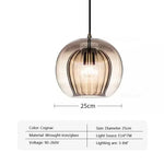 suspension lumineuse moderne cognac clair gris transparent rayures verticales ampoule g9 5w chaîne métallique