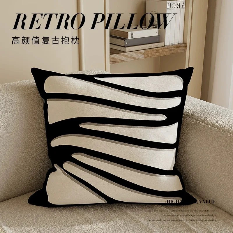 housse coussin moderne motif floral polyester respectueux environnement blanc noir fixations