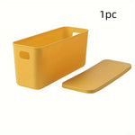 boîtes rangement plastique blanc orange rose vert bleu jaune moderne poignées couvercle