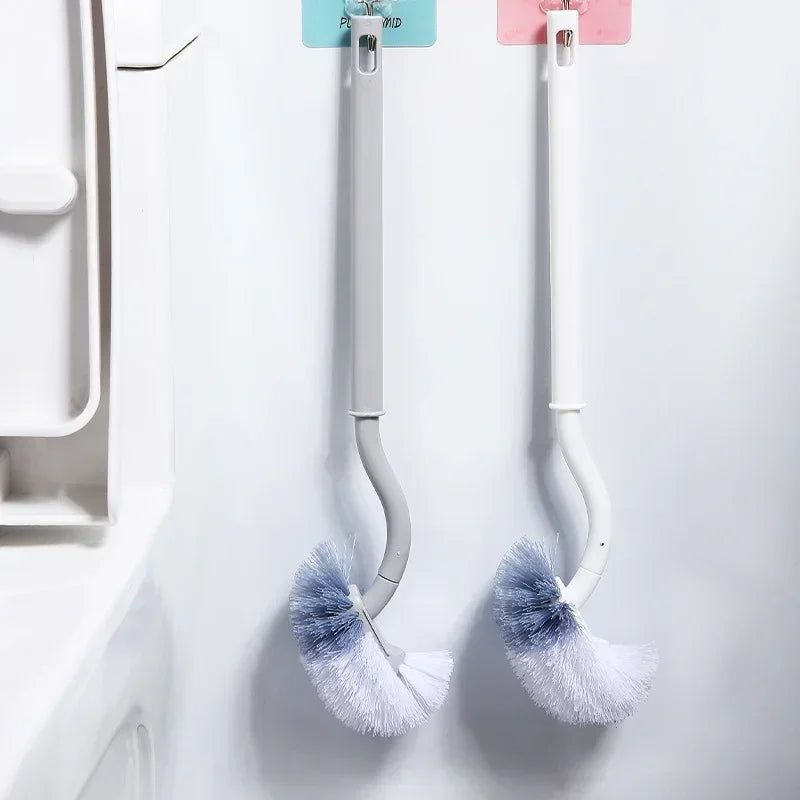 brosse wc souple forme long manche 360 blanc gris moderne sans coin mort respectueux