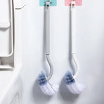 brosse wc souple forme long manche 360 blanc gris moderne sans coin mort respectueux