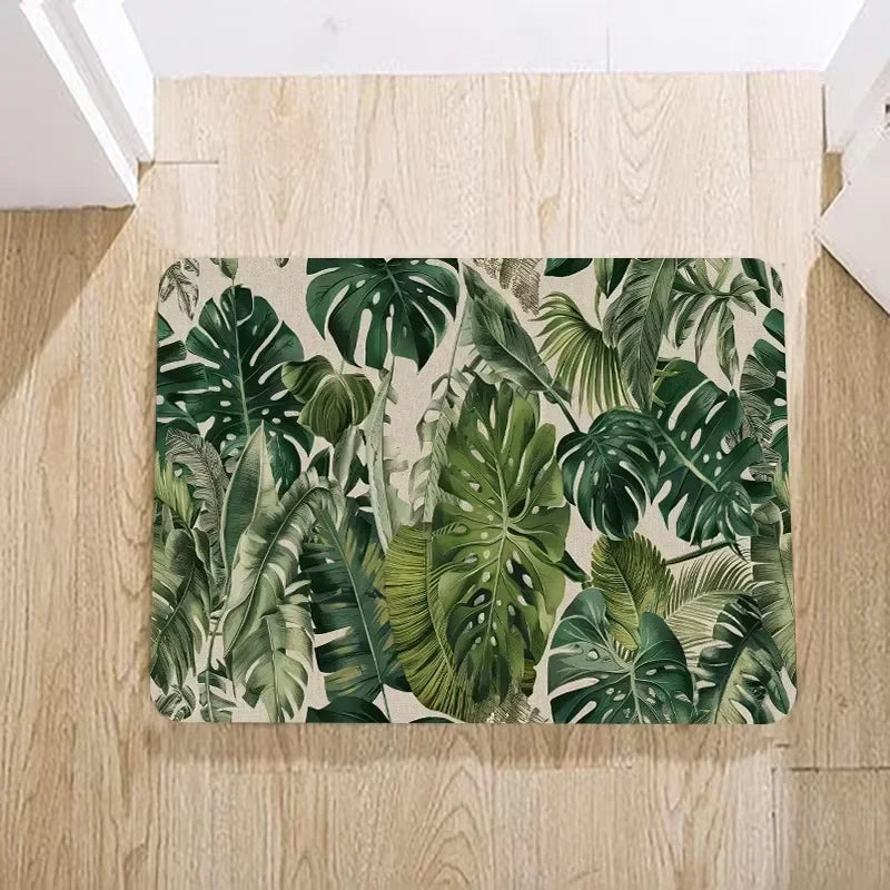 tapis fleuri imperméable polyester non glissant salon entrée moderne naturel