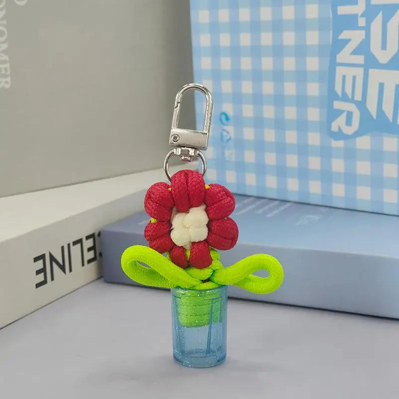 porte clés fleur tridimensionnelle couleurs vives boucle métallique créatif artisanal transparent opaque
