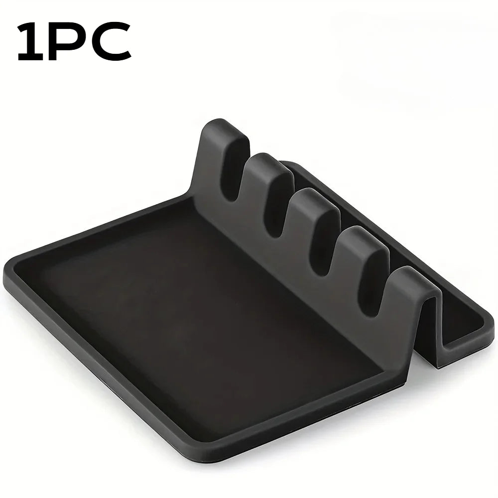 porte couverts cuisine silicone gris moderne adhésif organisation anti dérapant rangement cuillères fourchette spatules