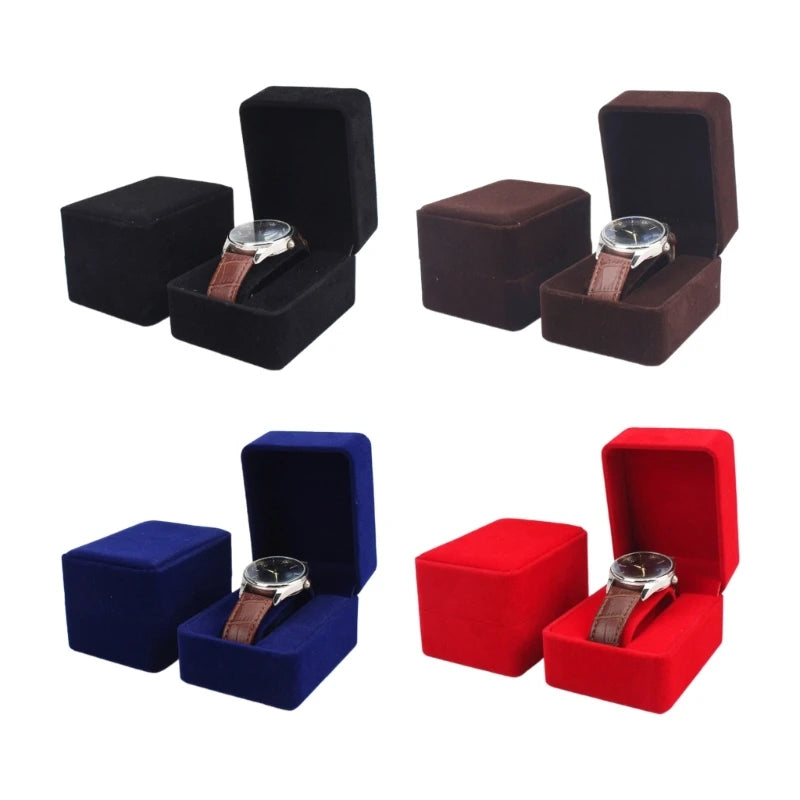 Boîte à montre en cuir PU brune