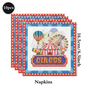 vaisselle jetable cirque rouge blanc assiettes gobelets serviettes nappe anniversaire enfant fête carnaval