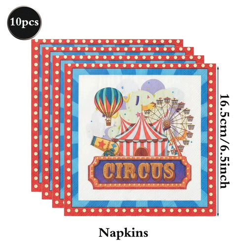 vaisselle jetable cirque rouge blanc assiettes gobelets serviettes nappe anniversaire enfant fête carnaval