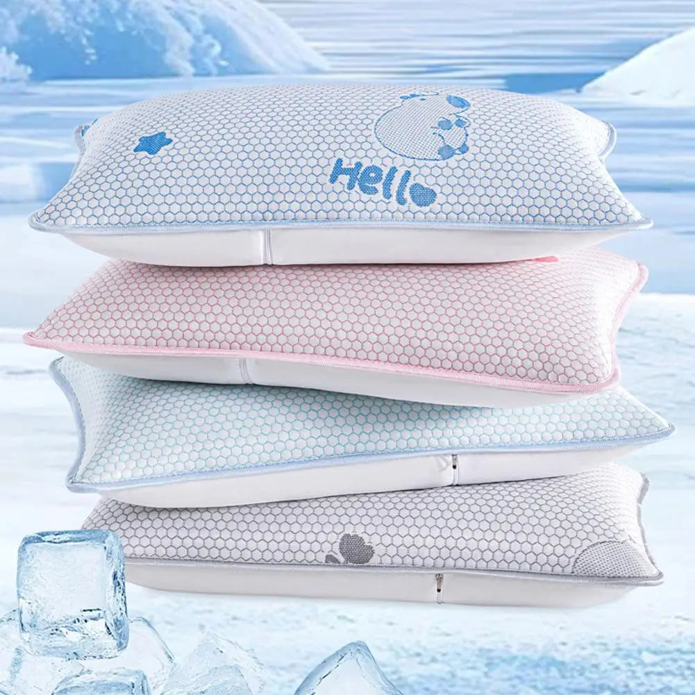 protège oreiller bleu clair broderie 3d motif hexagonal moderne confortable fermeture glissière coton polyester